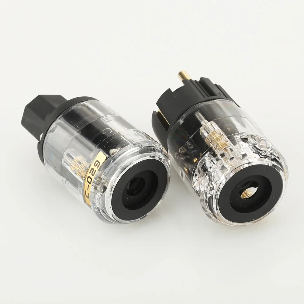 Hi End คู่ P029E+C029 ปลั๊กไฟ EU ขั้วต่อสายไฟตัวเมีย IEC สําหรับสายไฟเสียง