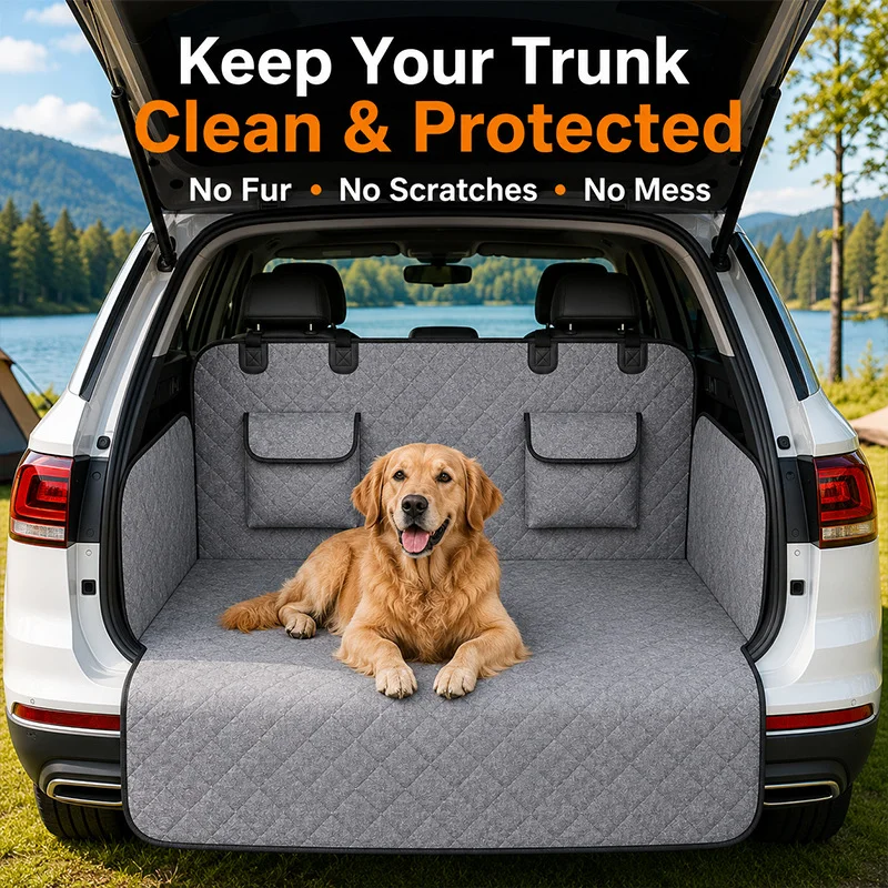 Pet Trunk Mat SUV 600D Oxford Waterproof Anti-Scratch Dog Cargo Liner Back Seat Cover Non-Slip Washable for Dogs Cats Car Travel