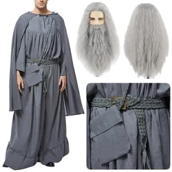 Grey Pilgrim Olorion Cosplay Wizard Cloak Robe Ian Movie Rings Disfraz Costume Men Fantasy Halloween Carnival Party Cloth