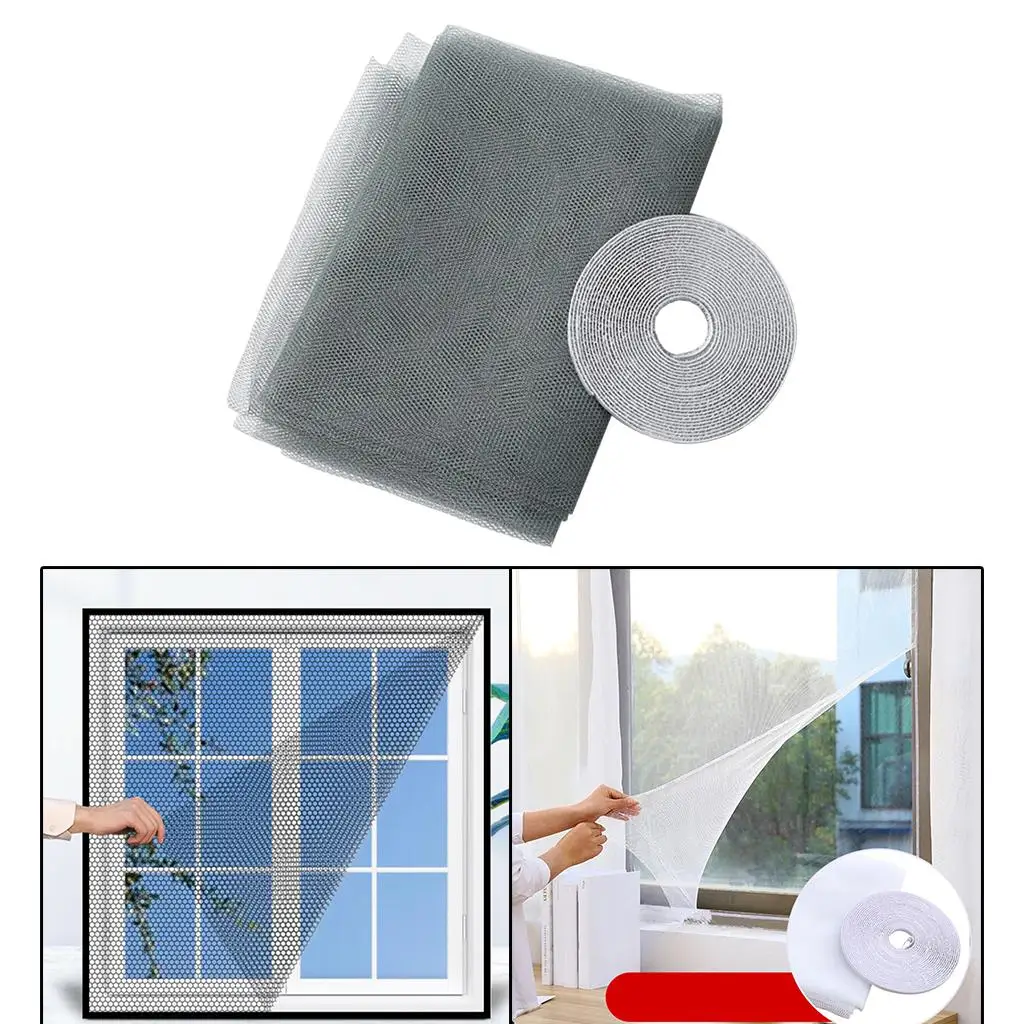 2xWindow Fly Screen Net Shield para Windows DIY Tamanho Cinza 1,3x1,5m
