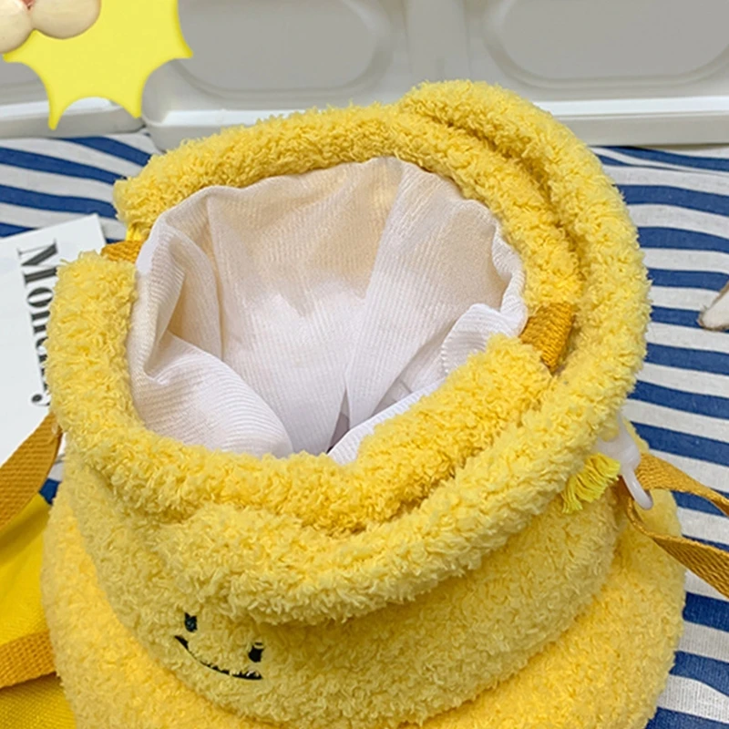 Creative Cute Plush Poop Shape Drawstring Bag Cartoon Women Handbag Daily Outdoor Travel Crossbody Bags for Teenagers Girls