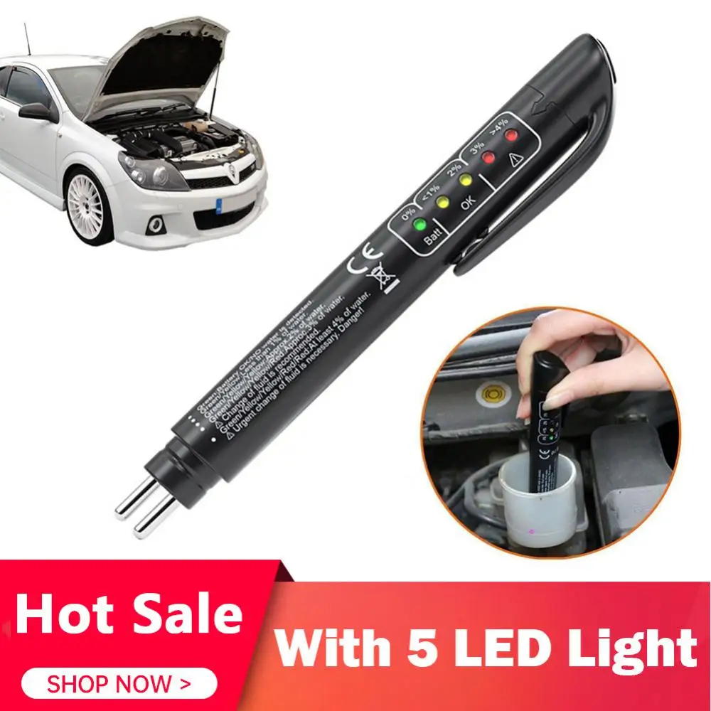 Teste Líquido Automático Caneta Testador Fluido de Freio Led Indicador Display para Dot3 Dot4 Eletrônico Caneta Freio Fluido Óleo Metros Umidade