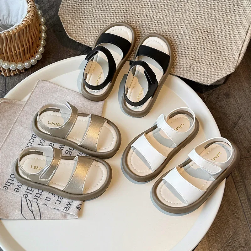 Sandali per bambini scarpe da principessa Casual per ragazze per le vacanze estive scarpe da spiaggia in tinta unita stile neutro resistente