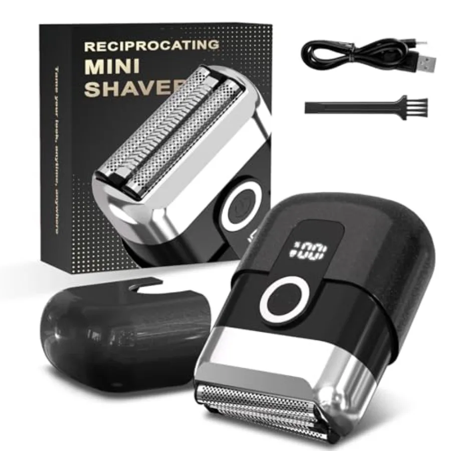 

Electric Foil Shaver for Men: Mini Electric Razor for Face/Beard - 3 Floating Blades Cordless Razor with LED Display - IPX7 Wat