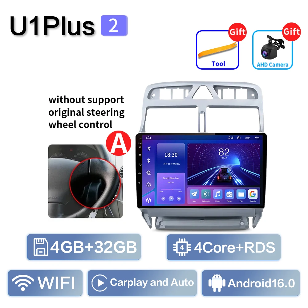Carplay Voor Peugeot 307 SW 307CC 307SW 2002 2003 2004 2005 2006 2007-2013 Multimedia Autoradio Speler WIFI + 4G BT DSP