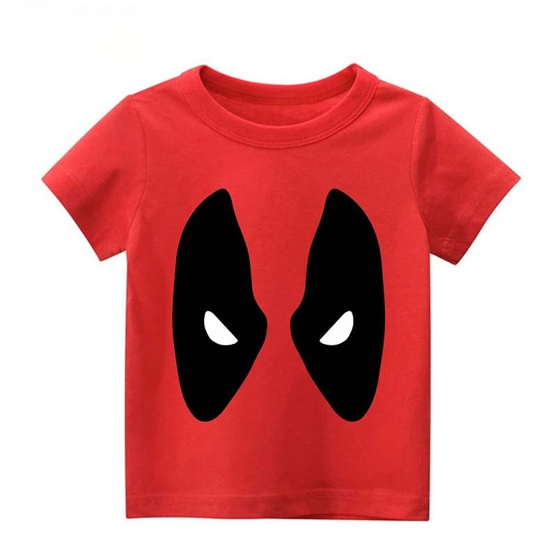 Deadpool & Wolverine T-shirt Round Neck Cotton Cartoon Expression Short Sleeve Breathable Comfortable Children  Birthday Gift