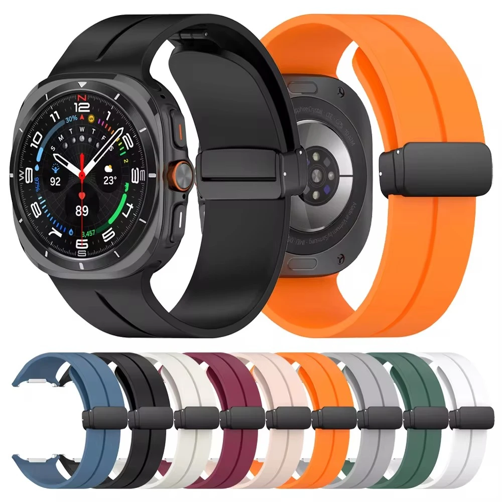 Silicone Magnetic Buckle Strap For Samsung Galaxy Watch Ultra Band Watch 7 Ultra 47mm Bracelet Replacement Soft Correa Watchband