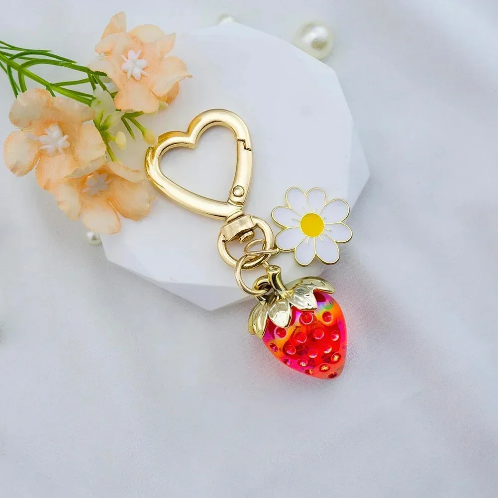 

For Keys For Accessories Whimsical Keychain Strawberry Keychain Casual Use Green Compact Keychain For Keys Creative