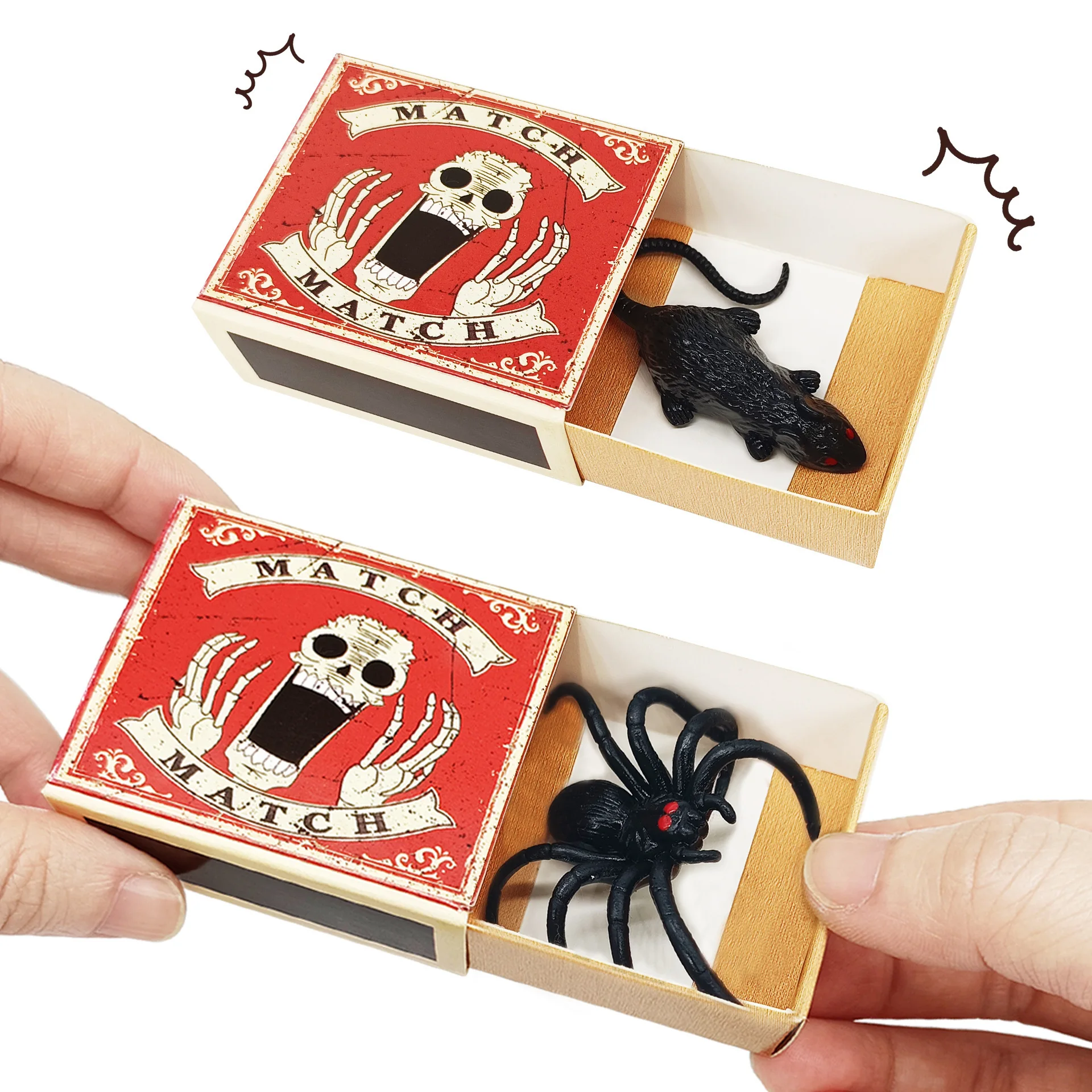 

5Pcs Halloween April Fool's Day Wacky Toy Prop Scared Matchbox Funny Simulation Matchbox Surprise Box Spoof Spider Mouse Toys