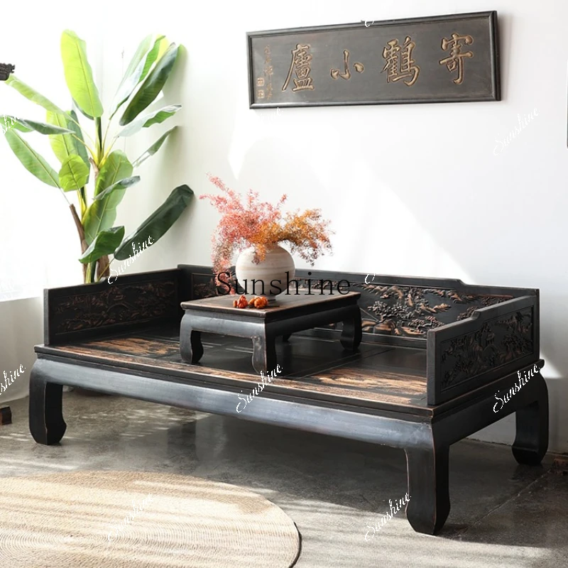Double sofa bed solid wood Chinese Ming and Qing classical concubine sleeping collapse  FT