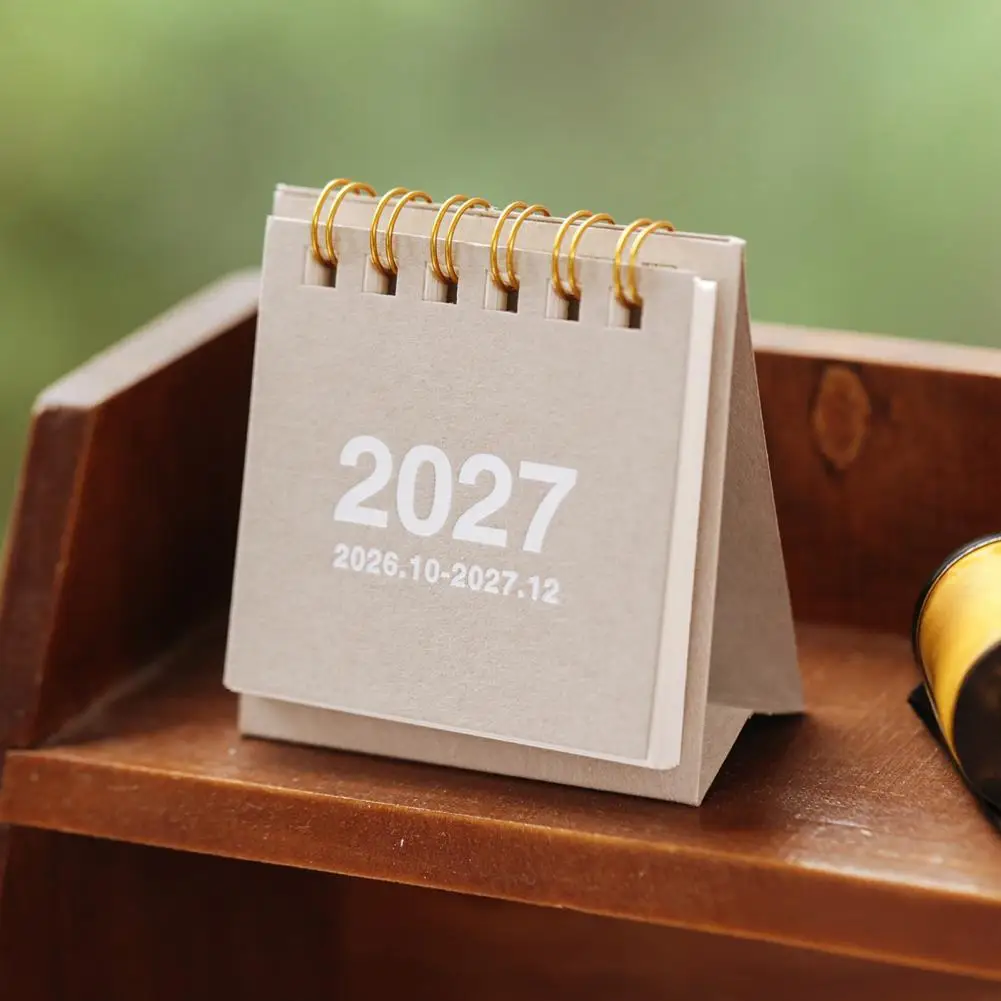 Academic Year Planner 2026 2027 2026-2027 Mini Desk Calendar 14-month Desktop Flip Calendar with Twin-wire Binding for Desk