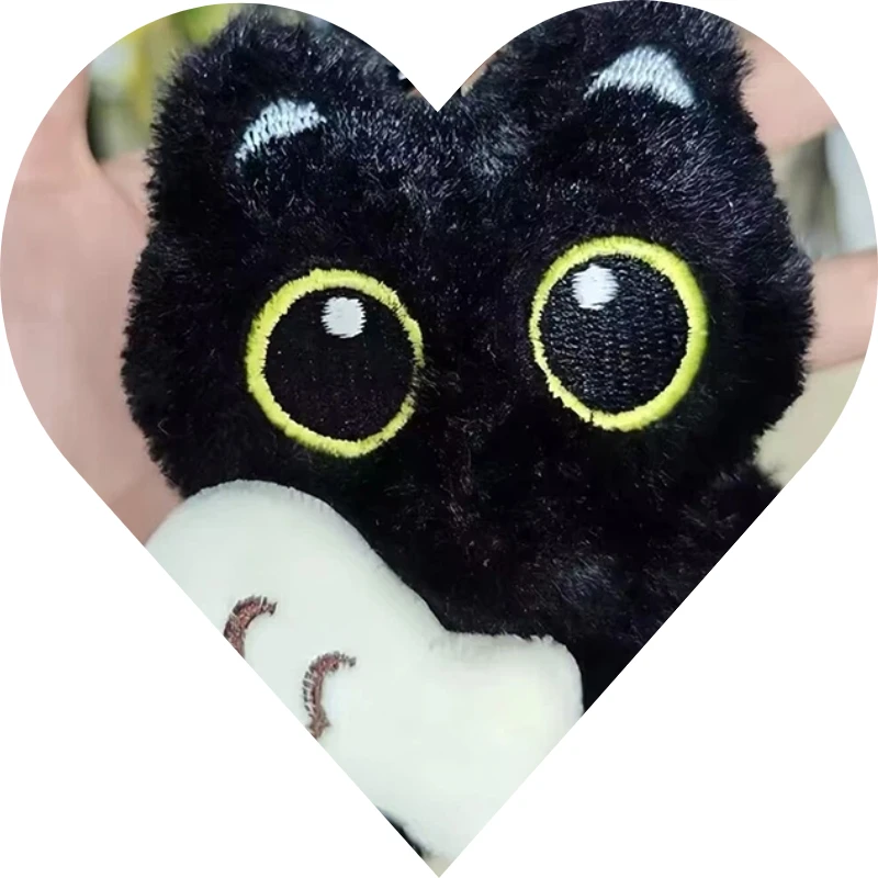 

Cute Plush Big Eyed Black Cat Doll Pendant Girl Backpack Doll Pendants Couple Bag Keychain Phone Charms Bag Pendant Accessories