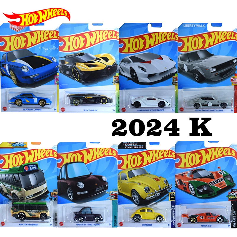 Original Mattel Hot Wheels Car Toy 1/64 Diecast 2024K Koenigsegg Bugatti Porsche Carrera Mazda Vehicle Model Toys for Boys Gift