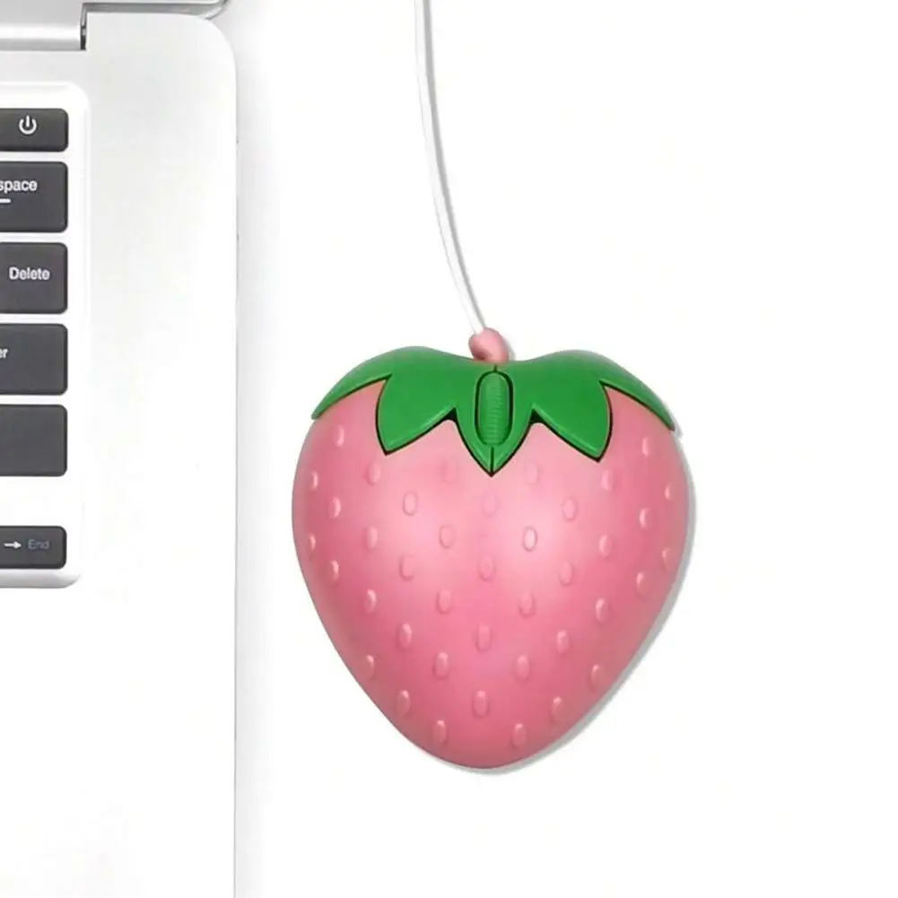 Creative Cartoon Wired Mouse Color Cute Strawberry Mouse Universal  Pink Strawberry Wired Mouse