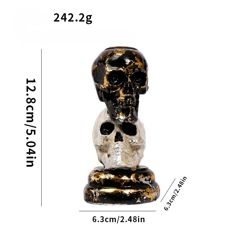 Halloween Resin Candle Holder Creative Two-tone Skull Sculpture, Spooky Table Ornament, Elegant Home Decoration And Display Prop
