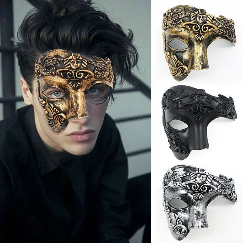 Steampunk Metal Cyborg Men Venetian Masquerade Masks Halloween Carnival Costume Party Phantom Of The Opera Mardi Gras Ball Black