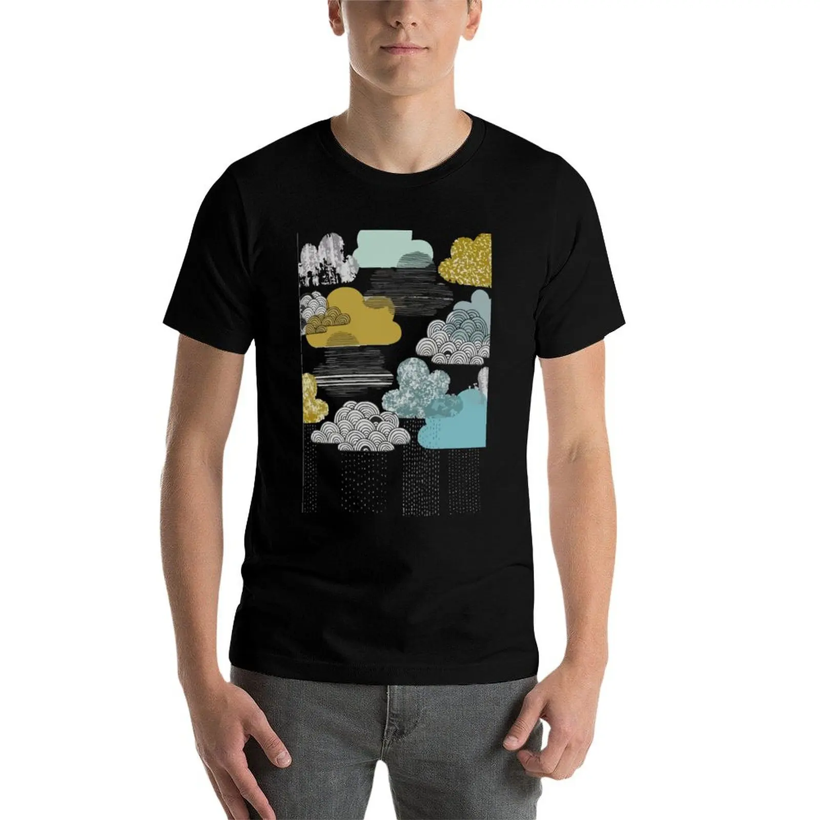 Sketchy Clouds T-Shirt oversized Blouse anime stuff mens t shirt image 3