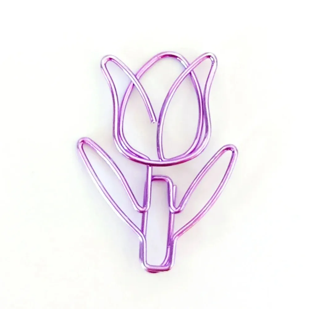 10pcs Tulip Paper Clips Kawaii Notebook Planner Bookmarks Korean Stationery Tickets Photo Clips Office Supplies Bookmark Folder