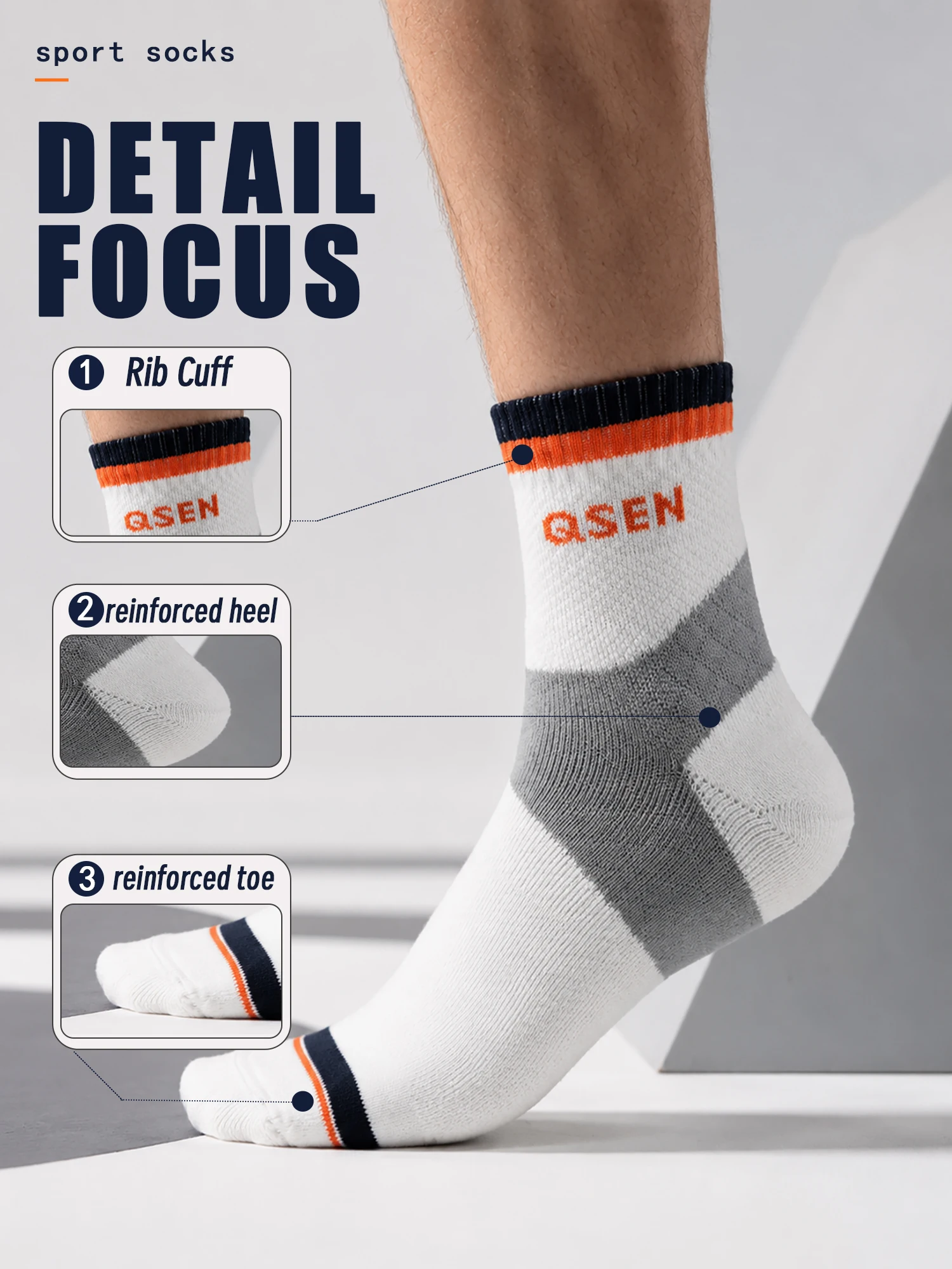 1/3/6 Pairs Men's Crew Athletic Socks Breathable Cushioned Supportive Running Sports Cotton Non Slip Moisture Wicking Gym Gift