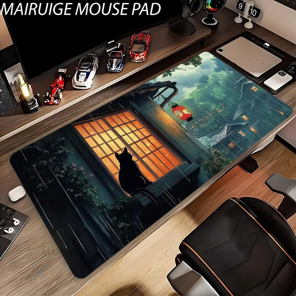 

Large Gaming Mouse Pad Cat Design Computer Office Game Table Mat XXL Rubber Anti-slip Stitched Edge Keyboard Mats Long Desk Pads