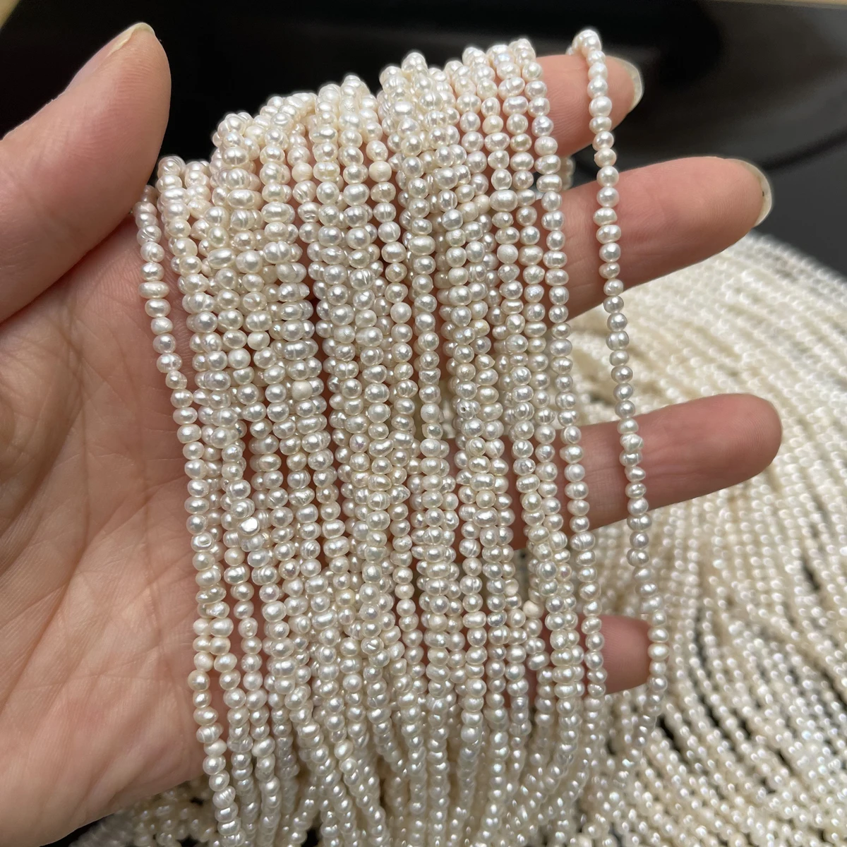 2-3mm Small White Natural Freshwater Round Loose Beads for DIY Jewelry Making Necklace Earring Bracelet Women Accessories Gift