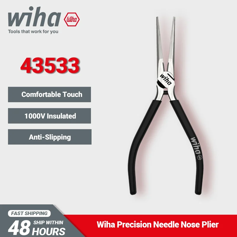 

Wiha 43533 Needle Nose Pliers 160mm Length Multifunctional Electrician Plier Hand Tool for Clamping Cutting and Stripping