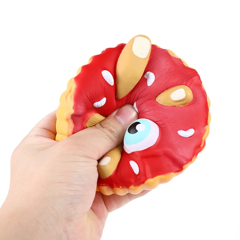 Novelty Funny Halloween Simulation Finger Eyeball Cake PU Slow Rebound Prank Toy Pinch Music Fidget Toy Decompress Toys