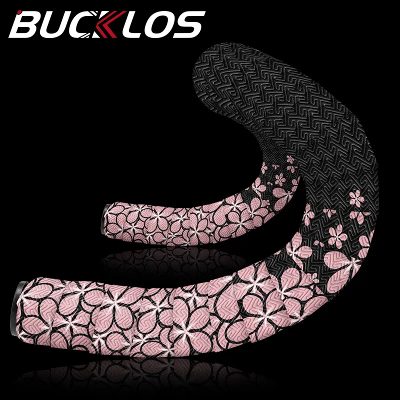 BUCKLOS Nastro smorzante per manubrio bici antiscivolo Nastro per barra per bicicletta in EVA ad alta elasticità Avvolgimenti per cintura per maniglia da strada con tappi per estremità barra