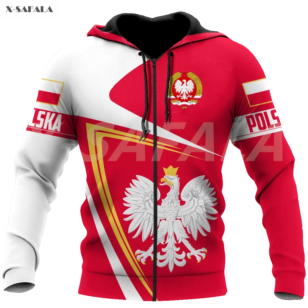 

Poland Polska Country Emblem Flag Red 3D Printed Hoodie Man Pullover Tracksuit Outwear Zipper Sweatshirt Casual