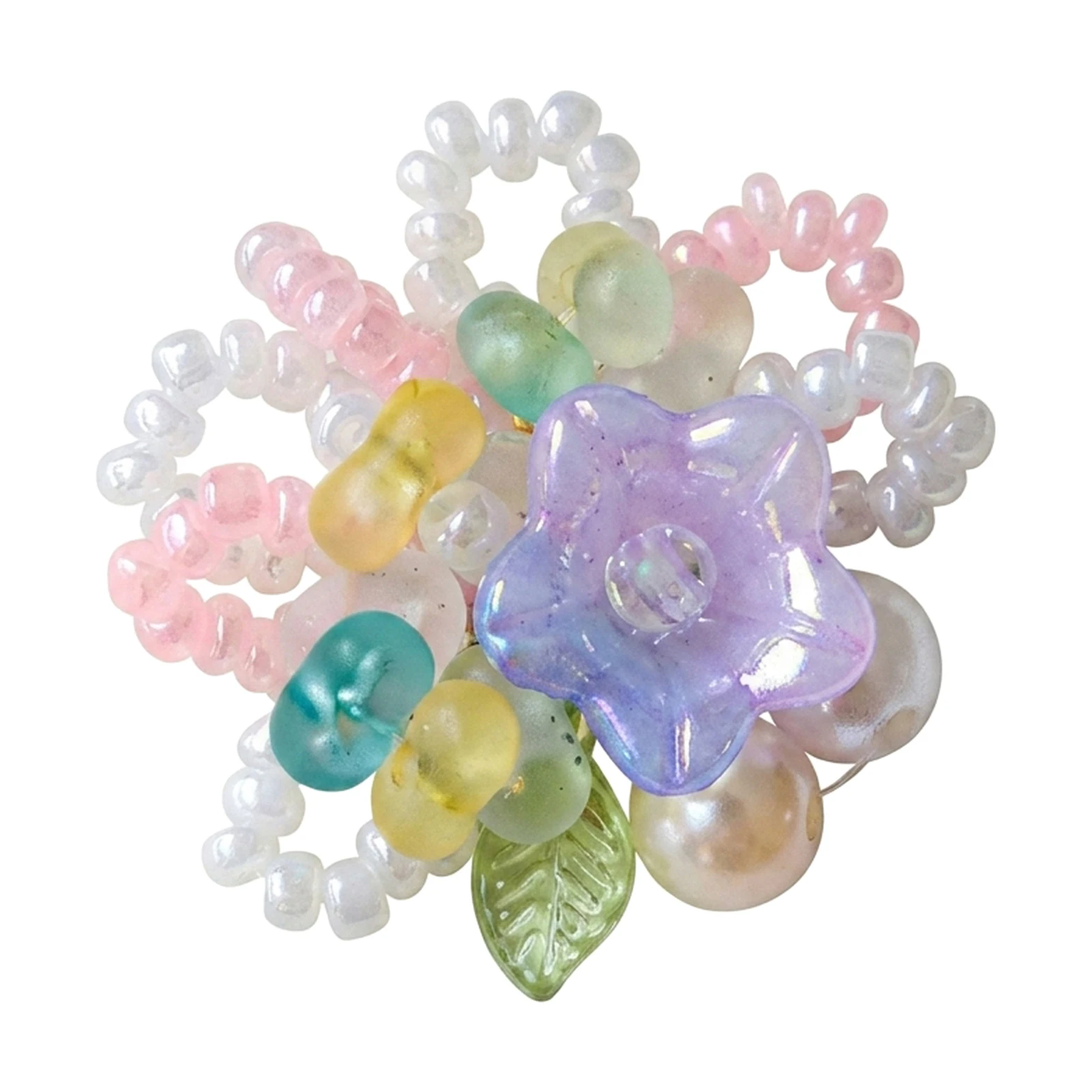 Dopamine Color Beaded Flower Cluster DIY Accessory 1Pcs Hand-made Jewelry Decoration