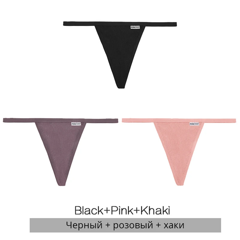FINETOO Baumwolle Tangas Frauen 3 Teile/satz Sexy Low-Rise T-Back Unterwäsche M-XL Feamle G-string Höschen Bequeme Dessous 10 farben