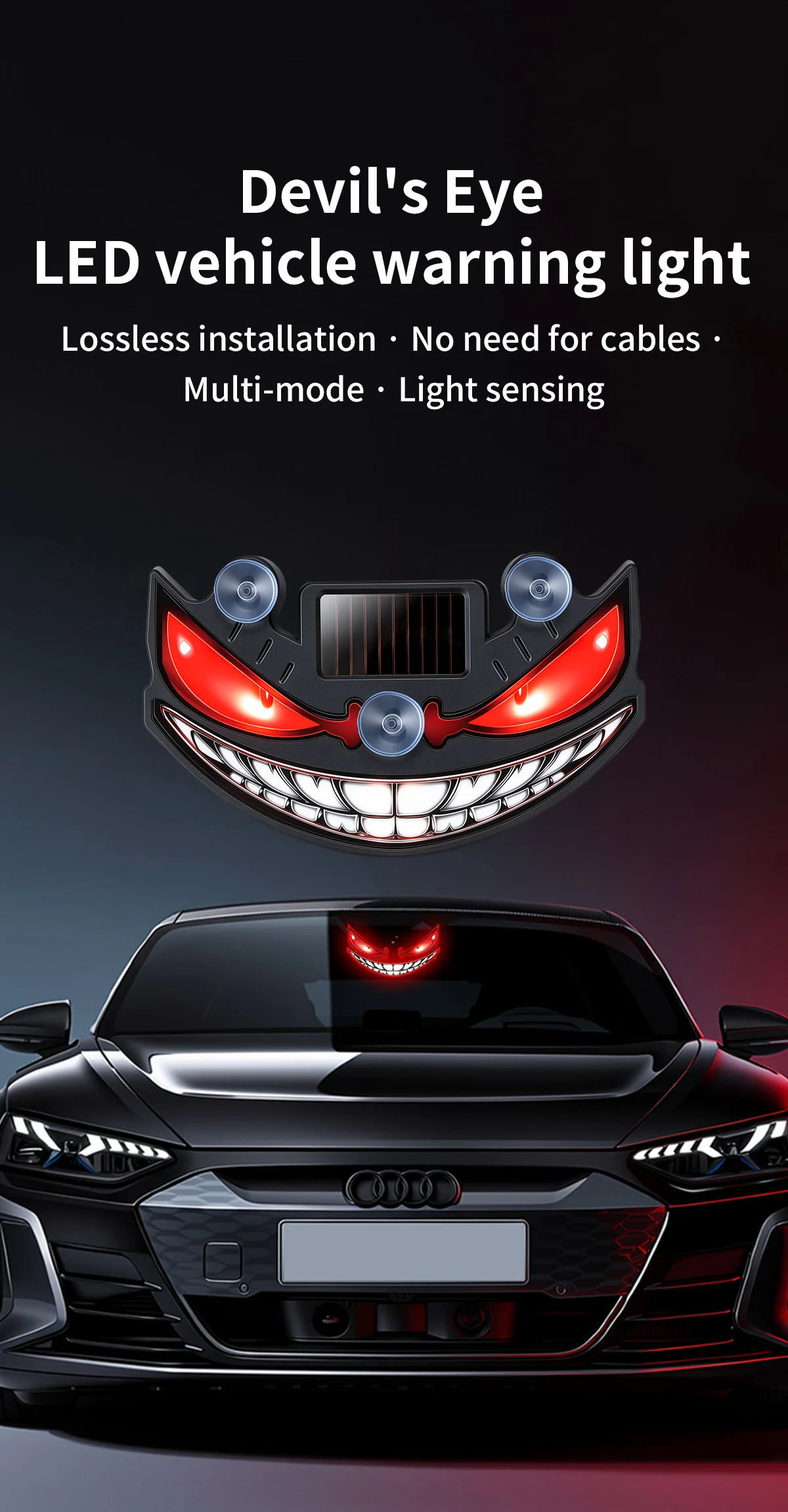 Neue beliebte Devil's Eye Solar-Ladelampe mit dynamischem LED-Licht, mehrere Modi, Warn- und Dekorationslicht ohne Verkabelung – Detail 1