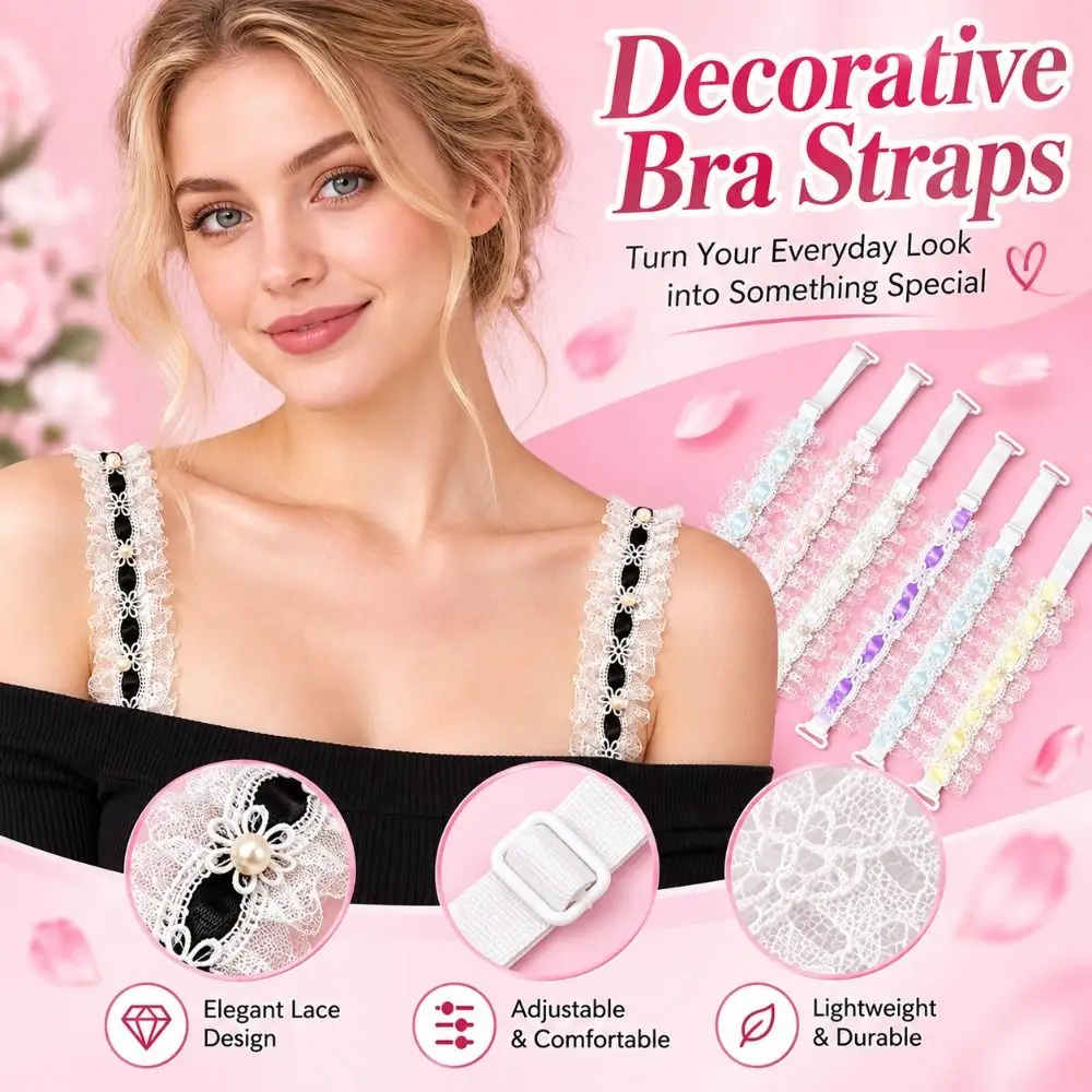 Fashion Adjustable Lace Bra Straps Sweet Flowers Anti-slip Shoulder Straps Removable Lace Lingerie Strap Wedding Party