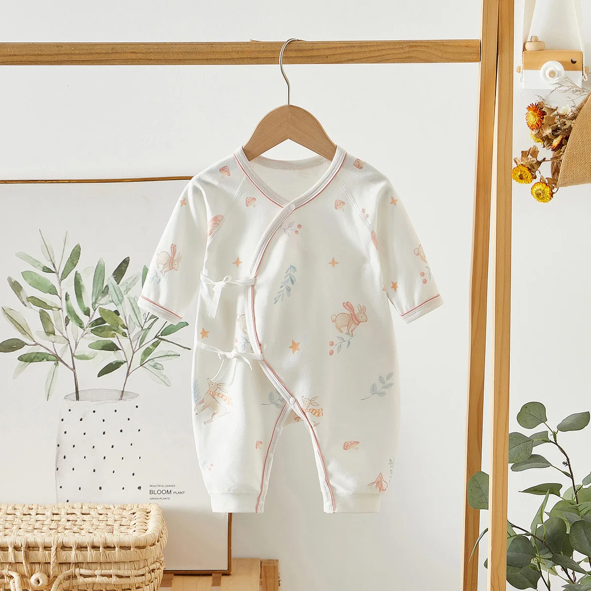 Newborn Baby Bodysuit Long Sleeve Boneless Romper Four Seasons Climbing Dress Lace Up Dress Butterfly Dress