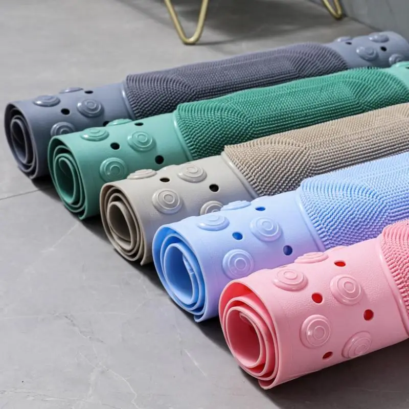 

New Light Blue Non-Slip PVC Bath Mat - Rectangular Massage Nubs Shower Bathroom Safety Rug - 0.8cm 38*69cm Thick Dot Pattern