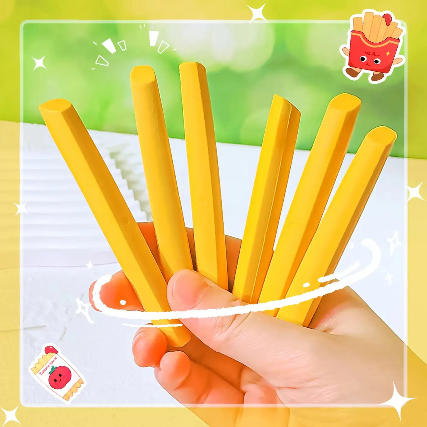 Rubber French fries erasers Aesthetic stationery items School teacher gift Office accessories stationery items Kawaii erasers