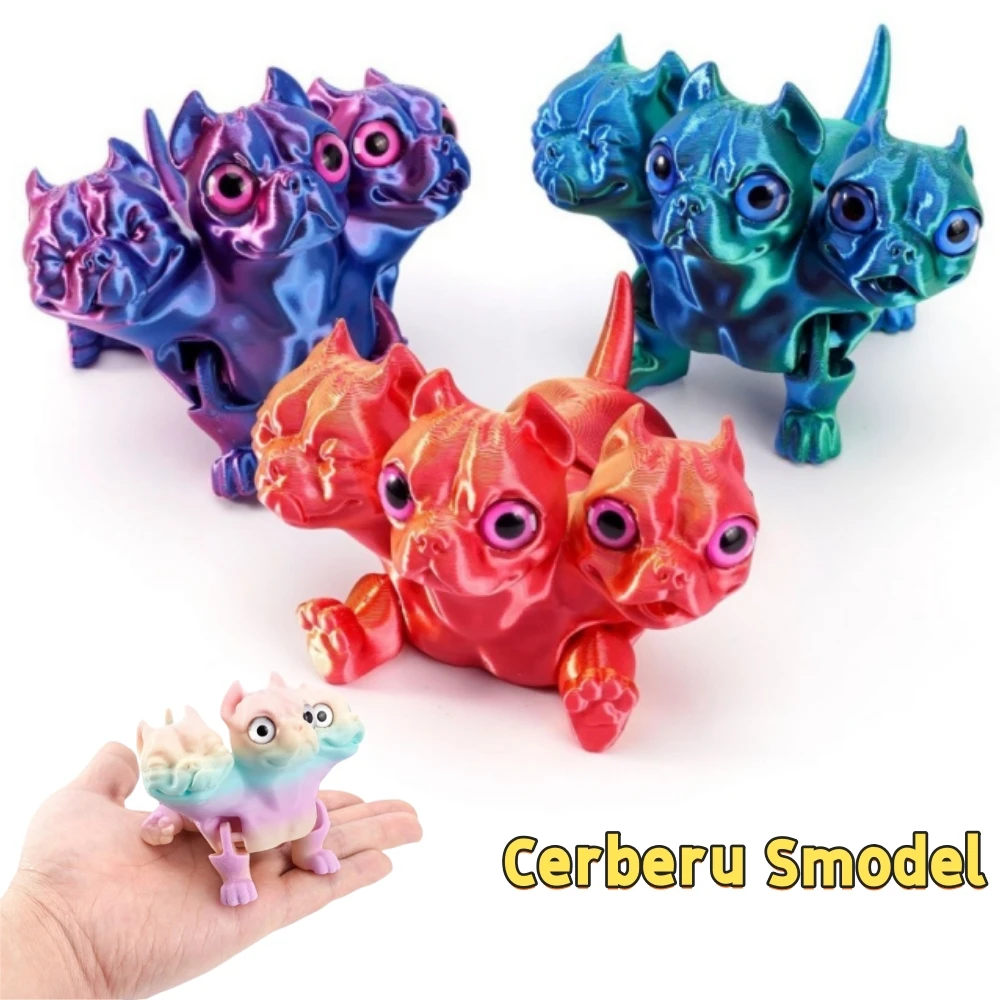 ثلاثية الأبعاد الطباعة Cerberus أرقام متعددة المفاصل المنقولة ثلاثة رؤوس الكلب الحرف للمنزل اكسسوارات الاطفال هدية غرفة المعيشة الديكور