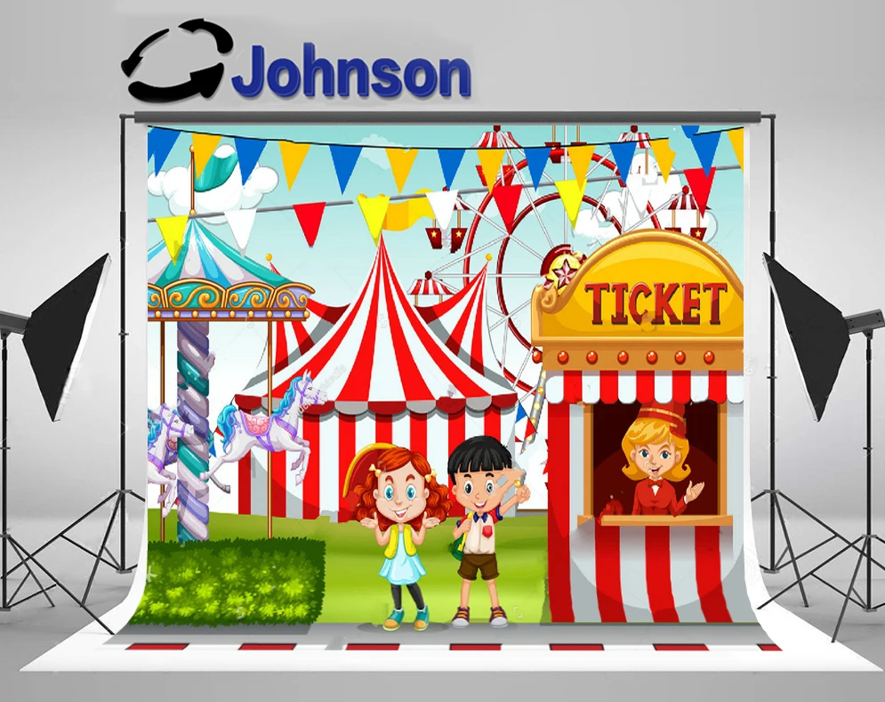 

JOHNSON Carousel Carnival Circus Tent Booth Park photo studio background High quality Computer print children kids backdrop