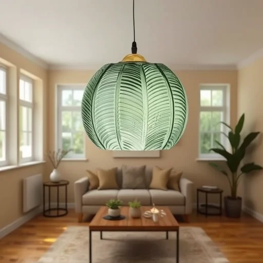 Nordic Glass Pendant Light Green Leaf Pattern Lighting For Living Room Dining Room Hotel Study Bedroom Indoor Decorative Fixture