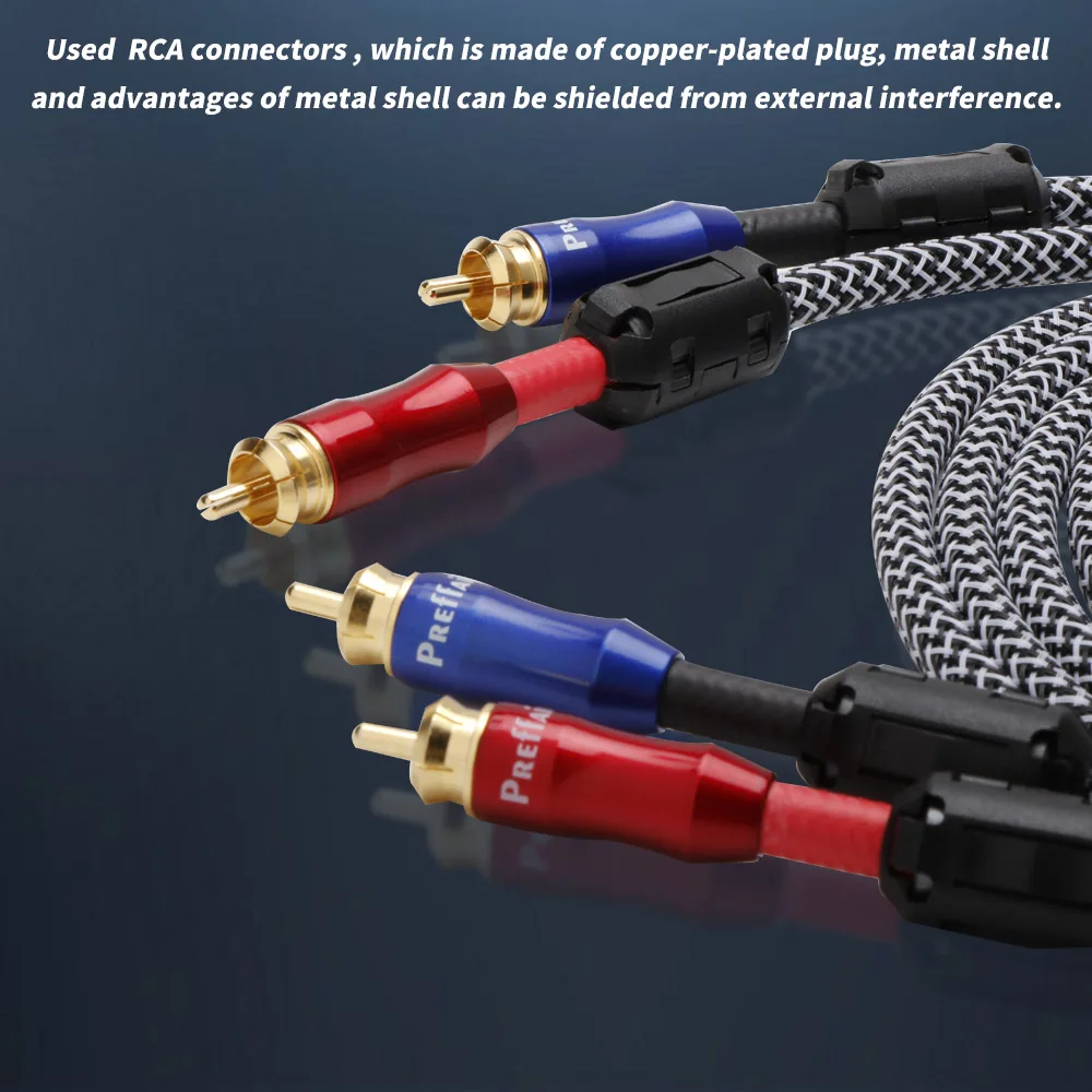 

Pair High Quality X401 4N-OFC Copper Hifi RCA Cable Audio Wire with Gold Plated RCA Connector Plugs for Amplifier Speaker