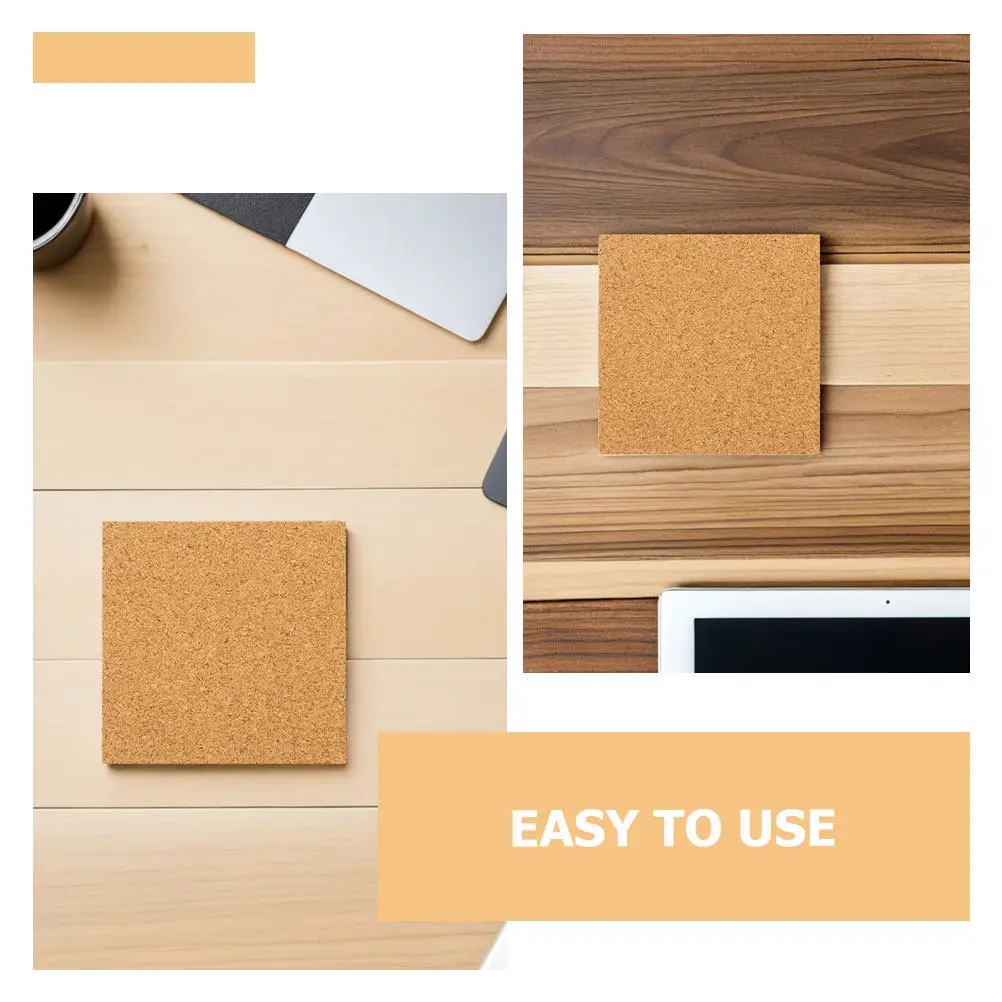 45Pcs Self Adhesive Cork Pads Square Natural Texture DIY Coasters Craft Supplies Bulletin Board Tiles Strong Sticky Backing