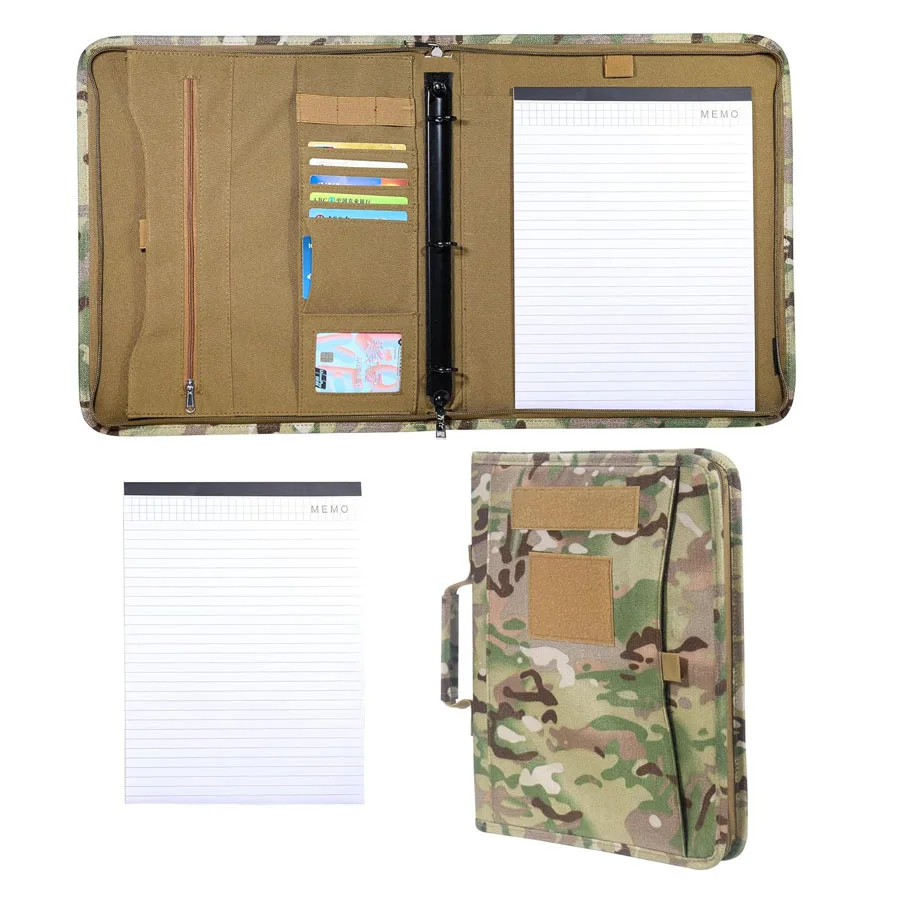 tactical-a4-ring-binder-portfolio-with-zipper-25-sheets-of-letter-size-paper-waterproof-notebook-cover-detachable-3-ring-binder