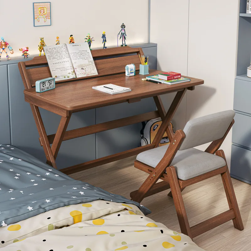 Computer desk Desktop solid wood folding household bedroom Bedside table Student study writing table Simple rental house desk