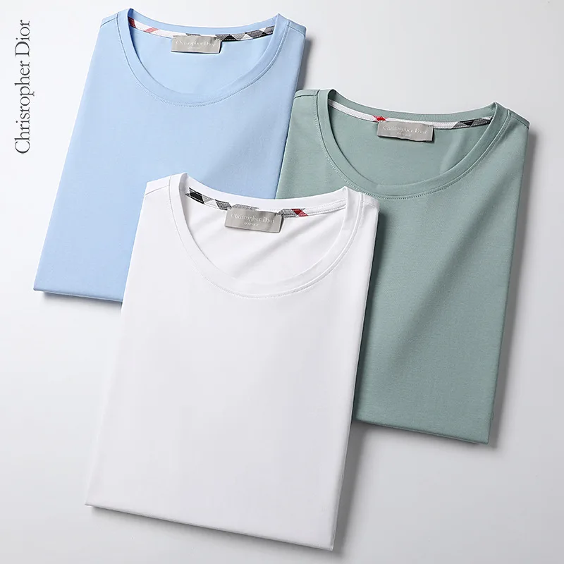 

Dave&Di Men's summer European and American round neck pullover, casual top, short sleeved men's T-shirt