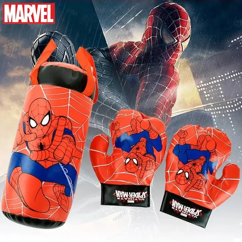 Juego de guantes de boxeo Marvels para niños, Mini guante de boxeo de Spider Man, juguete deportivo de dibujos animados de Anime, entrenamiento físico, regalo de cumpleaños para niños y niñas