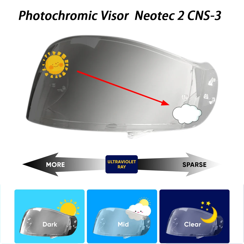 for Shoei Neotec 2 Neotec II CNS-3 Helmet hromic lens Helmet Photochromic Visor Uv Protection Casco Moto Visera Sunshield