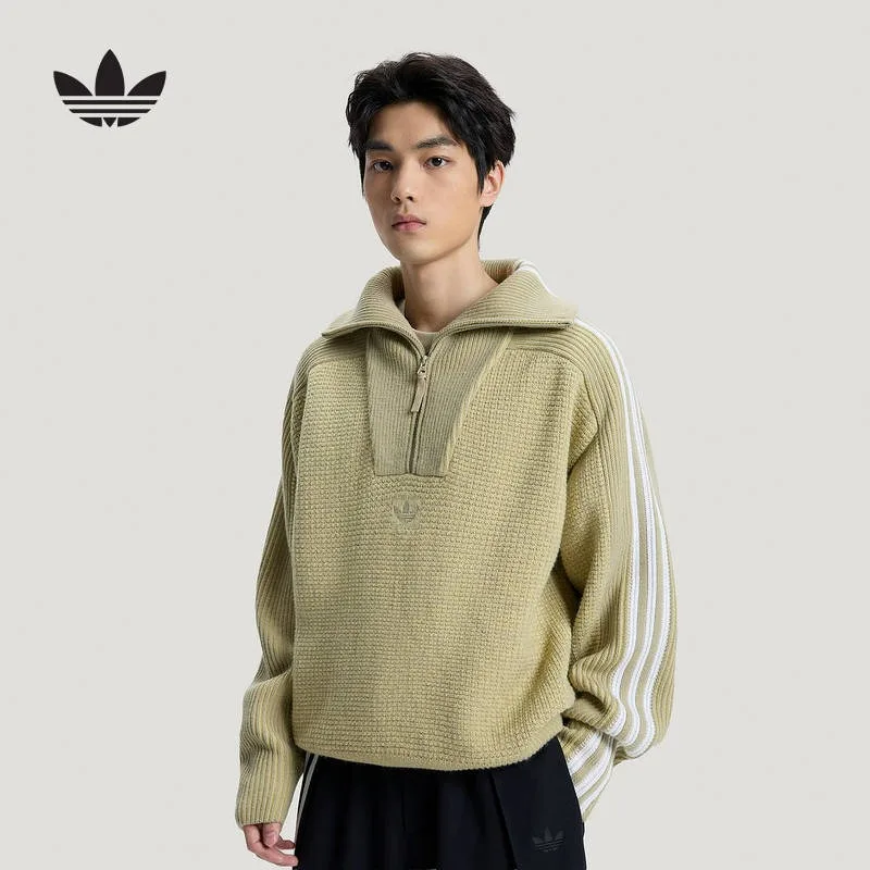 Adidas Clover Half Zip Turtleneck Spring and Autumn Premium 3S Knitted Sweater KS5341