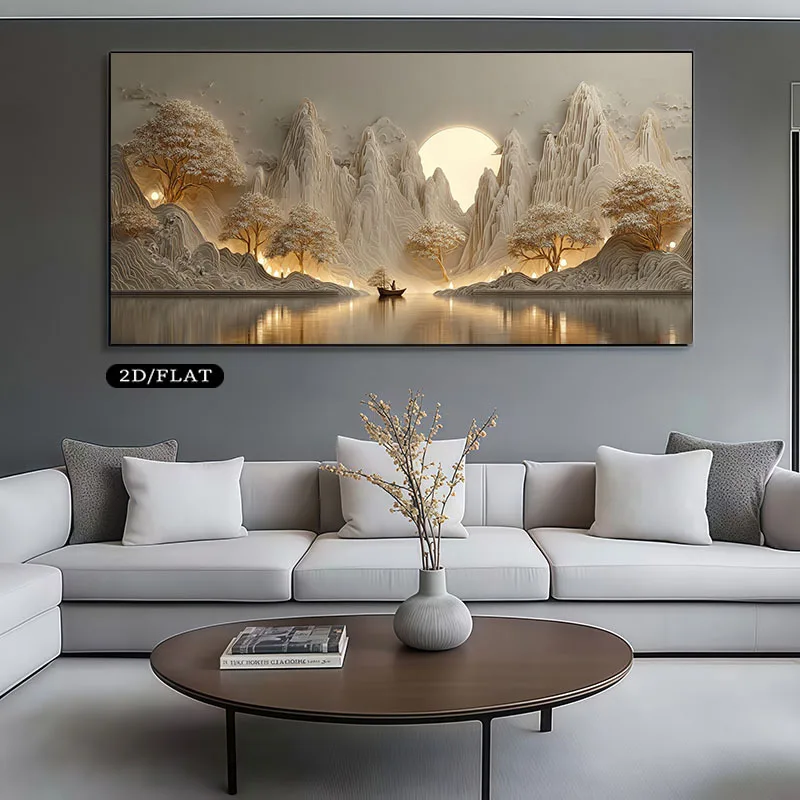 

2D Flat Large Canvas Printing UnFramed Mountain Serenity Reflections Canvas, Perfect for Living Room, Bedroom, Office Decor Art