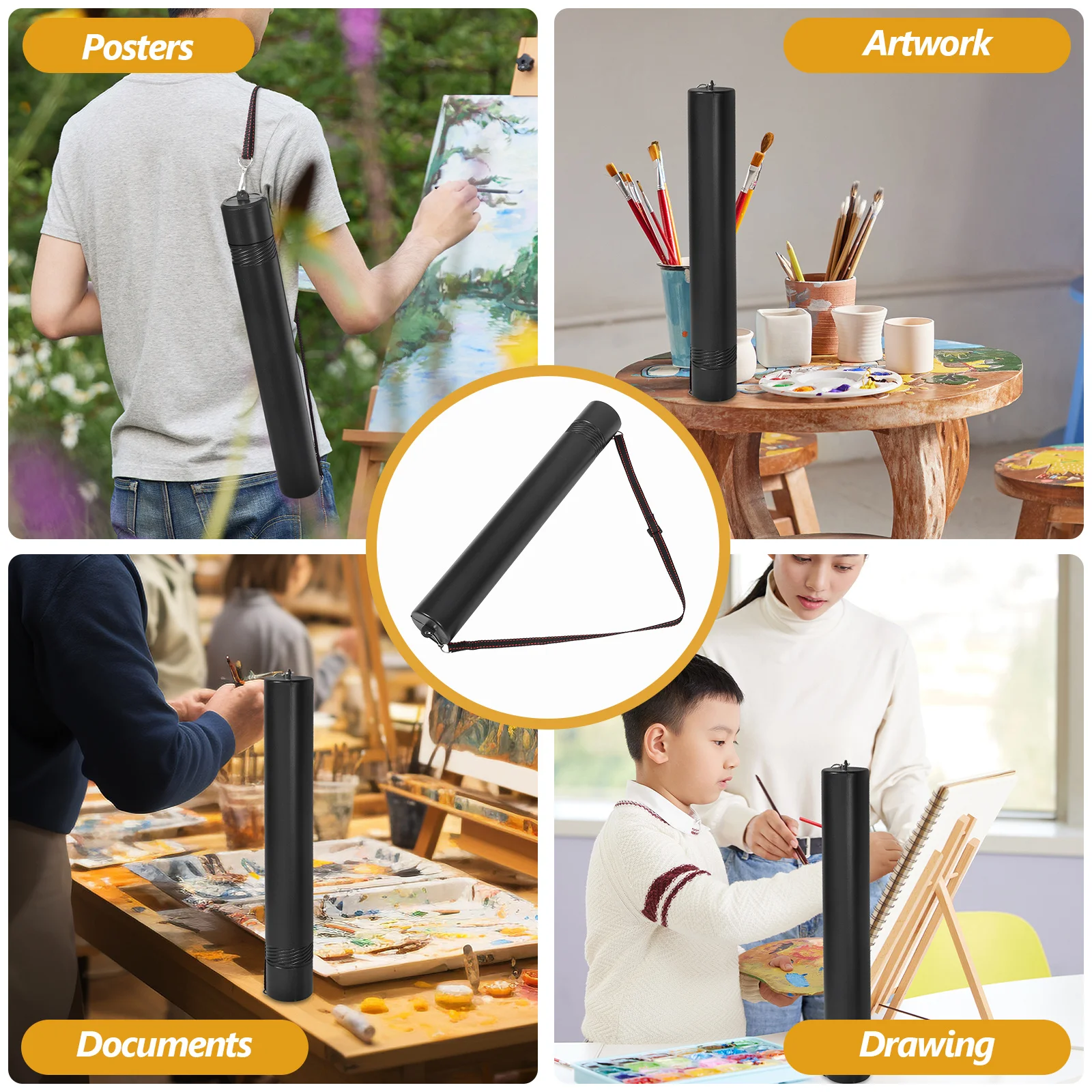 أنبوب رسم تصغير أنبوب تخزين بلاستيكي متوسط يوسع من 20 إلى 35 بوصة أسود مقاوم للماء ملصق مخطط قابل للتعديل #6