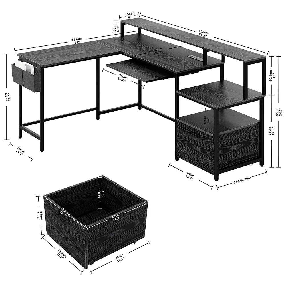 

-Hot Sale Wood PC Work Desk Height Adjustable Industrial Wooden l Shaped Small Computer Corner Table for Home Office Furniture